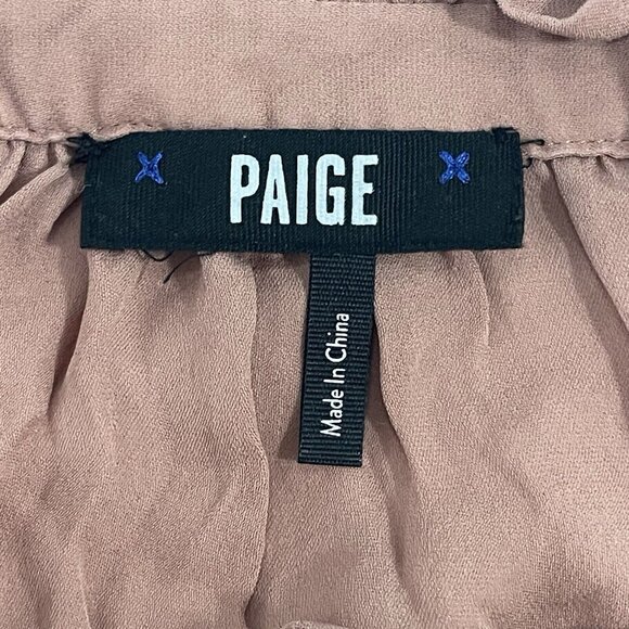 Paige Dusty Pink 100% Silk Long Sleeve Flowy Blouse Top Keyhole Flowy Size XS - Picture 3 of 12